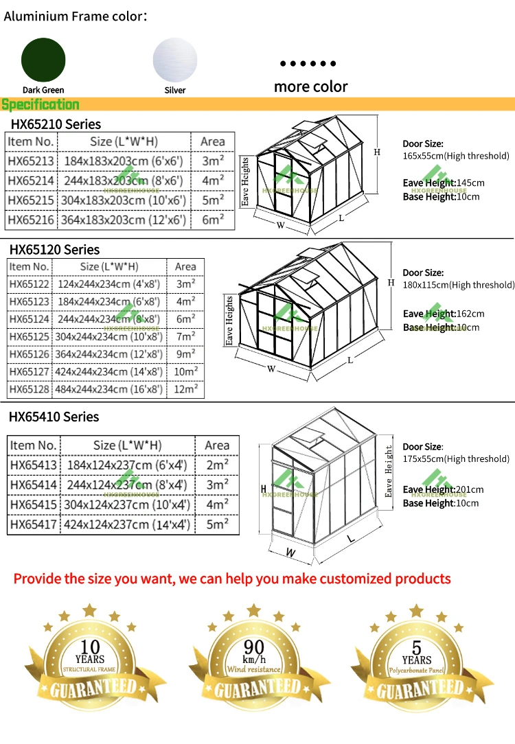 China Cheap Prefab Winter PC Sheet Green House Hobby Luxury Small Polycarbonate Plastic Greenhouse Garden for Sale